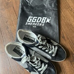 Golden Goose Black and Silver Sneakers